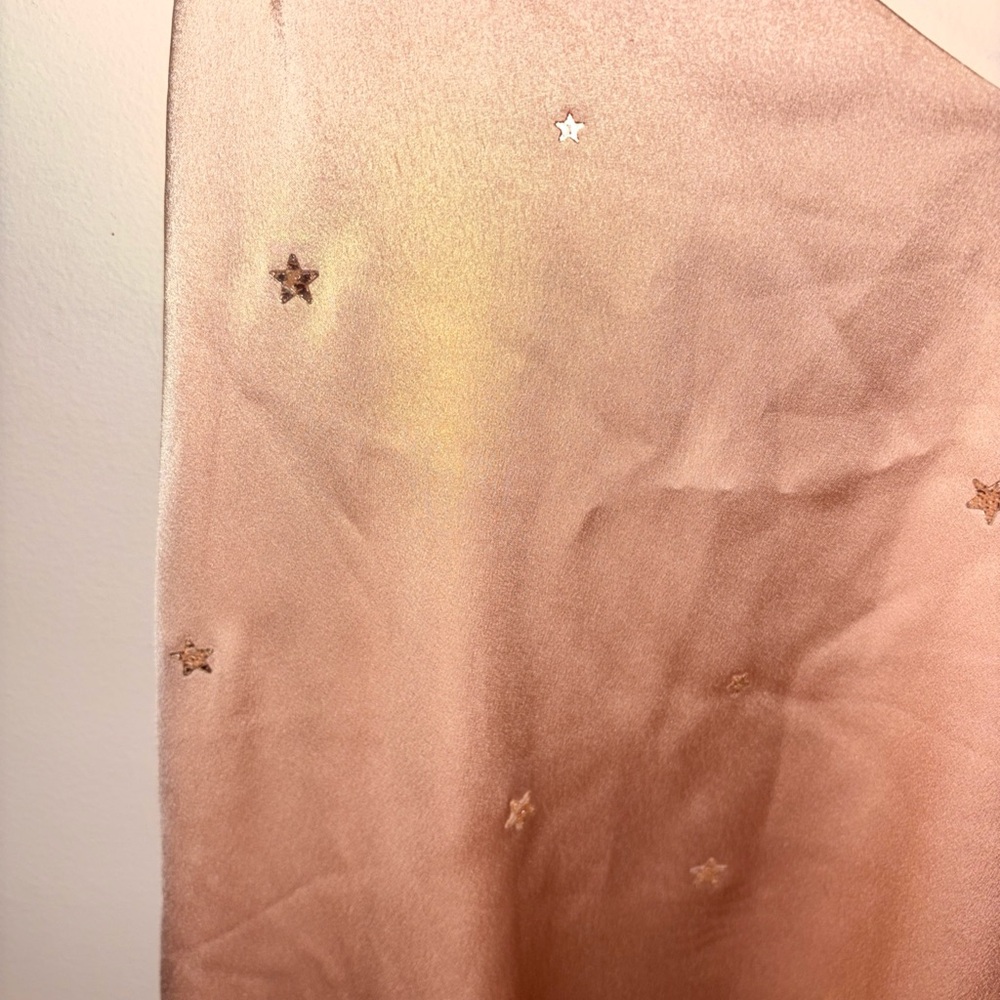 For Love & Lemons Twinkle Slip Mini Dress Blush Baby Pink Metallic Stars Tank - Picture 4 of 5